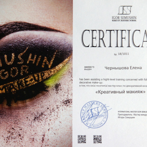 Диплом визажиста на фотосессию Елены Физис - 9